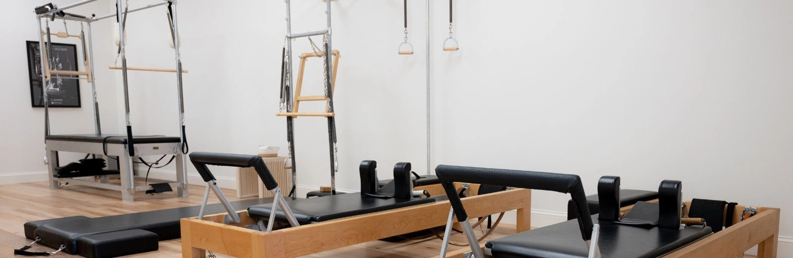 Classical Pilates apparatus at Life By Pilates — Cadillac, reformer, and Wunda Chair, Old Tappan NJ